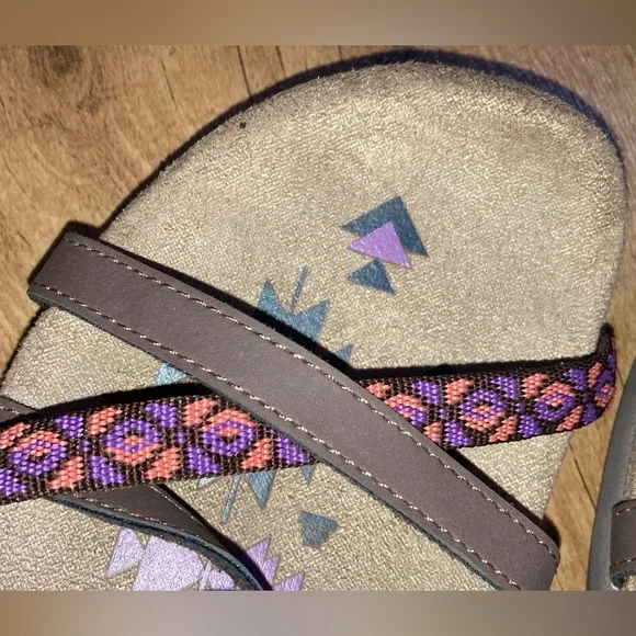 SKETCHERS women's Reggae Slim Vacay chocolate, purple and pink, size 8 Pre-Owned - Picture 5 of 8